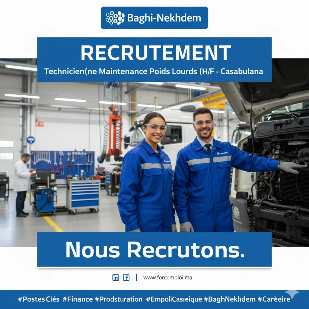 Recrutement Technicien Maintenance Poids Lourds CDI Casablanca diagnostic réparation mécanique électricité