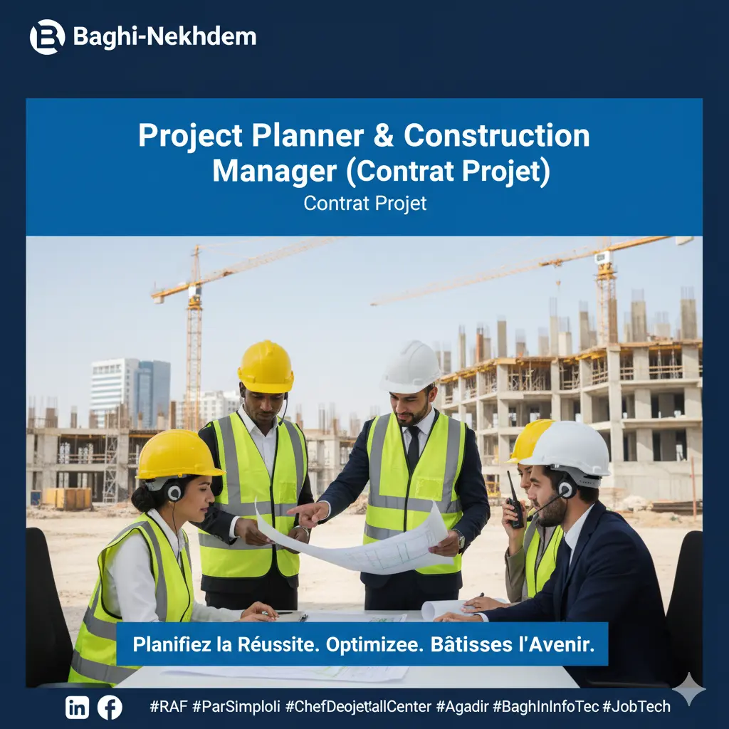 Recrutement Project Planner Construction Manager Contrat Projet grands chantiers mobilité nationale