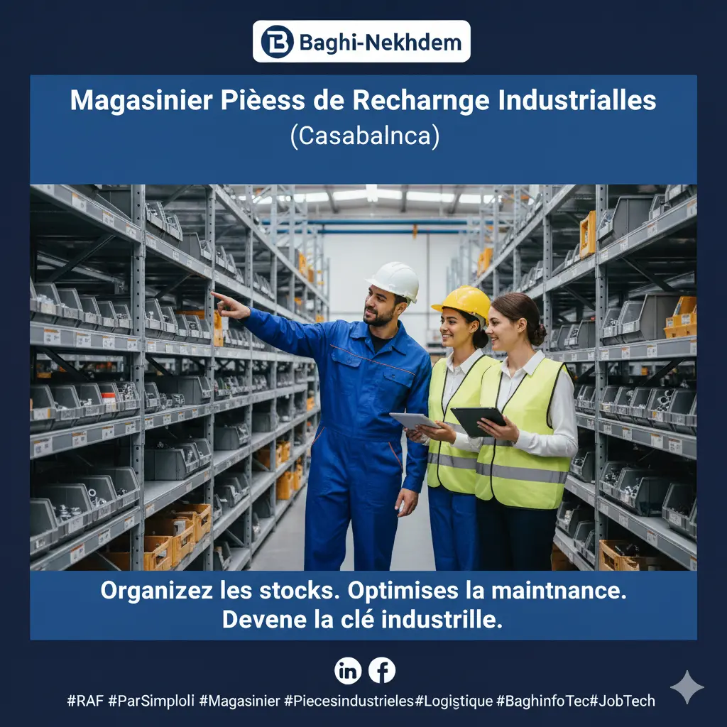 Recrutement Magasinier Pièces de Rechange Industriel Casablanca Aïn Sebaa gestion stock mécanique électricité