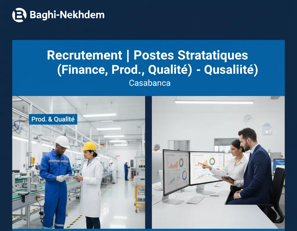 Recrutement CDI Casablanca Comptable Senior Chef Équipe Production Contrôleur Qualité Finance Industrie QHSE